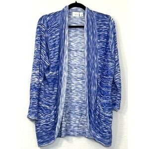 Cato Woman Cardigan Plus Size 22/24 Blue Open Front Sweater USA Made‎ Coastal